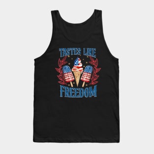 Vintage Retro Tastes Like Freedom Happy Independence Day Tank Top